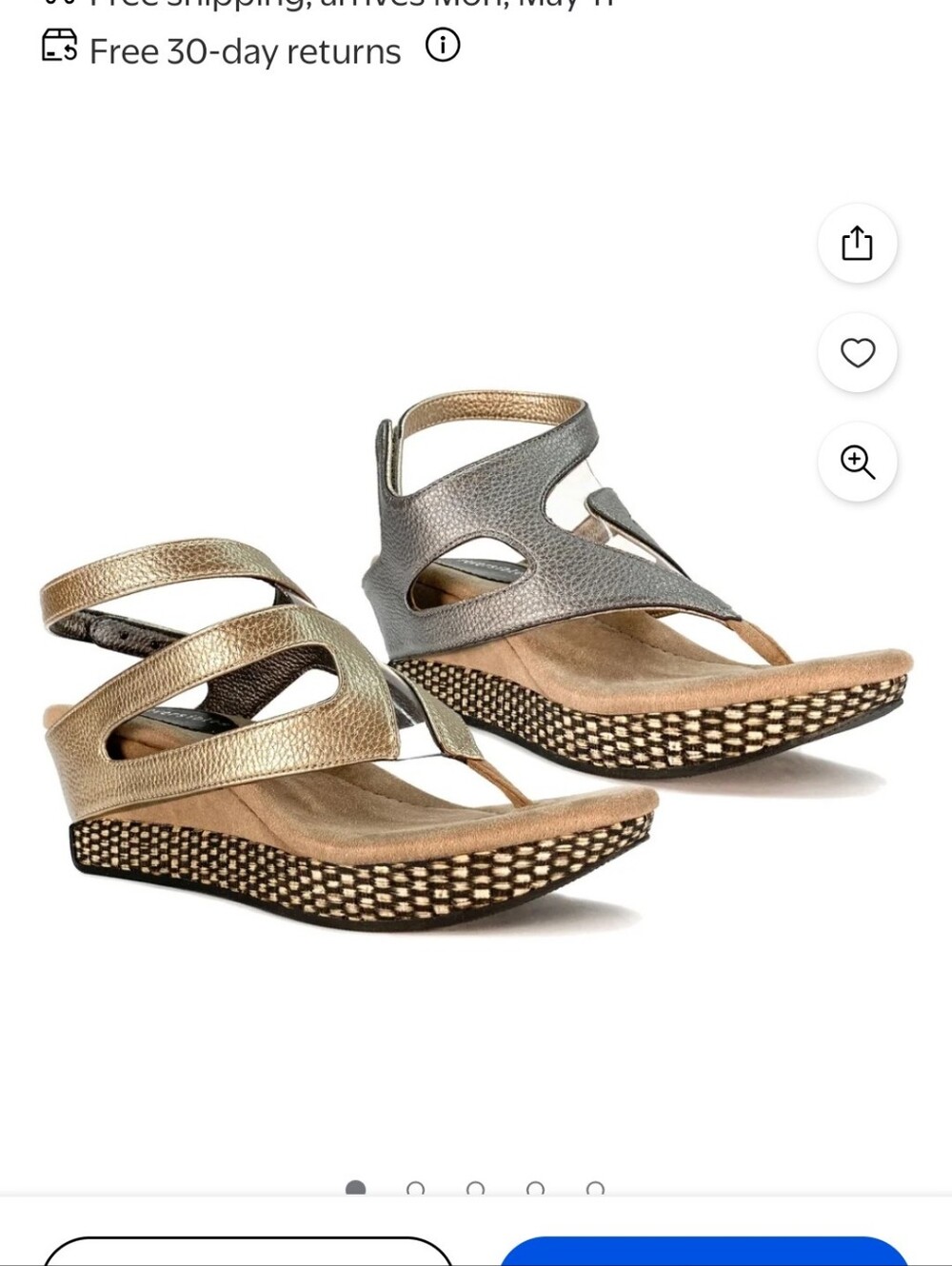 MODZORI WOMENS ZOEY 5 FLIPS REVERSABLE GOLD PEWTER THONG SANDAL WEDGE 9 - Picture 14 of 14